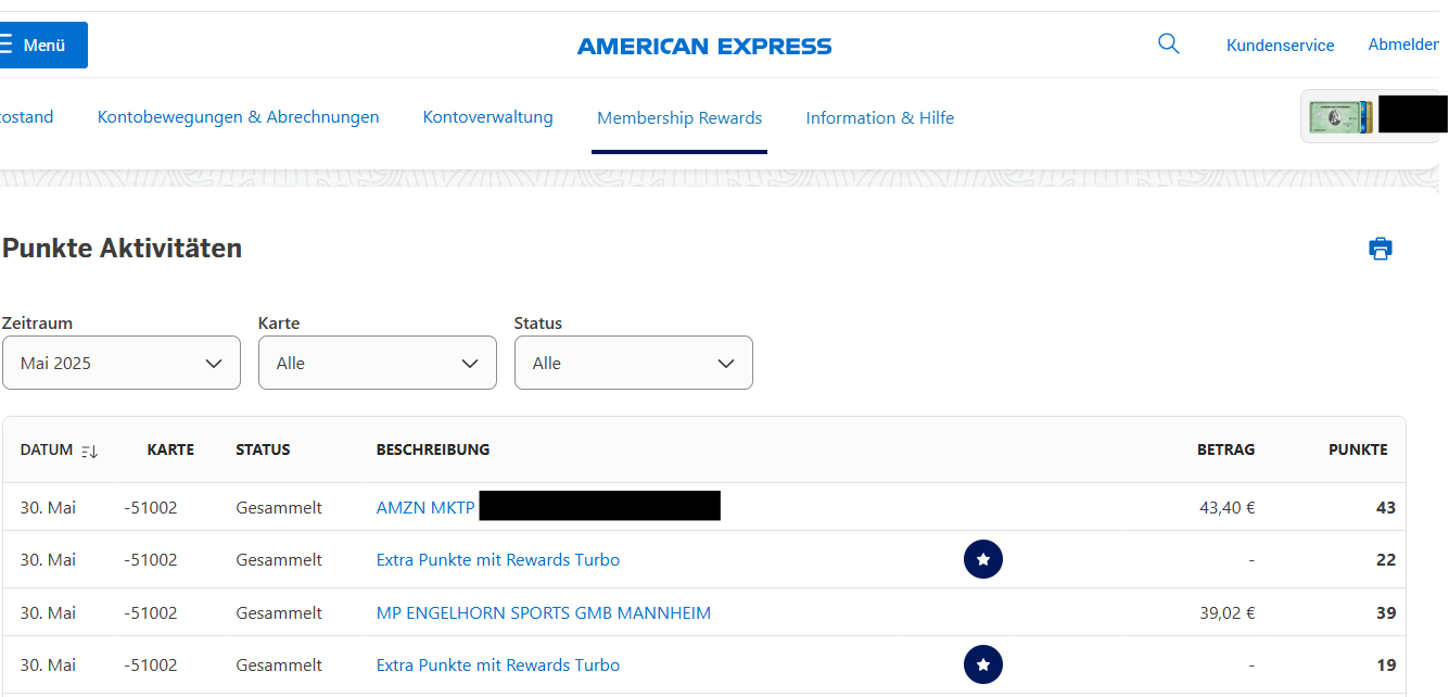 American-Express-Punkteaktivitäten